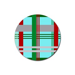 Christmas Plaid Backgrounds Plaid Rubber Coaster (round) 