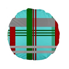 Christmas Plaid Backgrounds Plaid Standard 15  Premium Round Cushions