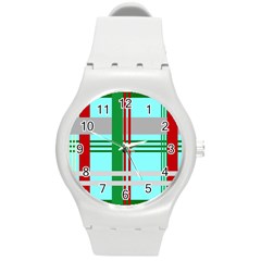 Christmas Plaid Backgrounds Plaid Round Plastic Sport Watch (m) by Celenk
