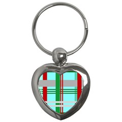 Christmas Plaid Backgrounds Plaid Key Chains (heart)  by Celenk