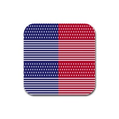 American Flag Patriot Red White Rubber Square Coaster (4 Pack)  by Celenk