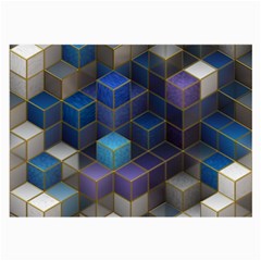 Cube Cubic Design 3d Shape Square Large Glasses Cloth (2-side) by Celenk