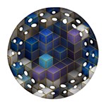 Cube Cubic Design 3d Shape Square Ornament (Round Filigree) Front