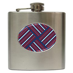 Patriotic Red White Blue Stars Hip Flask (6 Oz) by Celenk