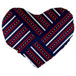 Patriotic Red White Blue Stars Large 19  Premium Flano Heart Shape Cushions Back