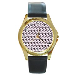 Halloween Lilac Paper Pattern Round Gold Metal Watch by Celenk