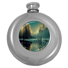 Yosemite Park Landscape Sunrise Round Hip Flask (5 Oz) by Celenk