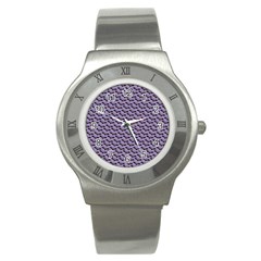 Bat Halloween Lilac Paper Pattern Stainless Steel Watch