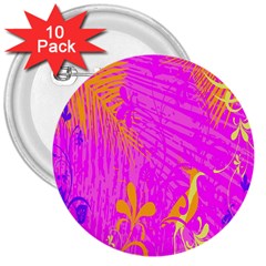 Spring Tropical Floral Palm Bird 3  Buttons (10 Pack)  by Celenk
