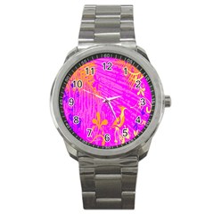 Spring Tropical Floral Palm Bird Sport Metal Watch by Celenk