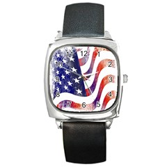 Usa Flag America American Square Metal Watch by Celenk