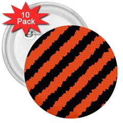 Black Orange Pattern 3  Buttons (10 pack) 