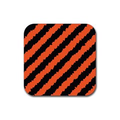 Black Orange Pattern Rubber Coaster (Square) 