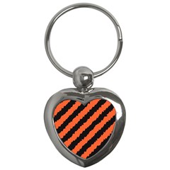 Black Orange Pattern Key Chains (Heart) 