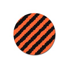 Black Orange Pattern Magnet 3  (Round)