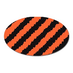 Black Orange Pattern Oval Magnet