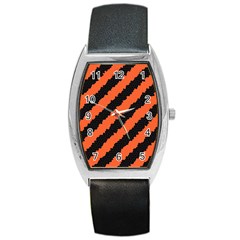 Black Orange Pattern Barrel Style Metal Watch