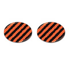 Black Orange Pattern Cufflinks (Oval)