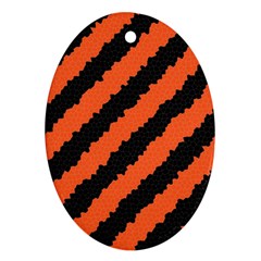 Black Orange Pattern Oval Ornament (Two Sides)