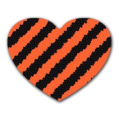 Black Orange Pattern Heart Mousepads