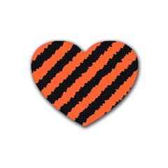 Black Orange Pattern Heart Coaster (4 pack) 