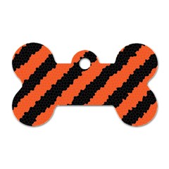 Black Orange Pattern Dog Tag Bone (One Side)