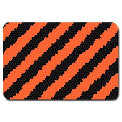 Black Orange Pattern Large Doormat  by Celenk