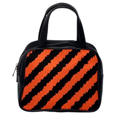 Black Orange Pattern Classic Handbags (One Side)