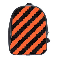 Black Orange Pattern School Bag (Large)