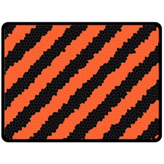 Black Orange Pattern Fleece Blanket (Large) 