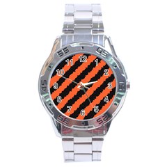 Black Orange Pattern Stainless Steel Analogue Watch