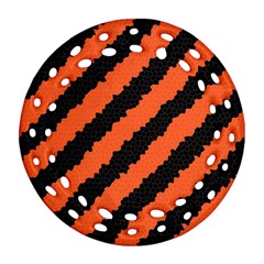 Black Orange Pattern Ornament (round Filigree) by Celenk