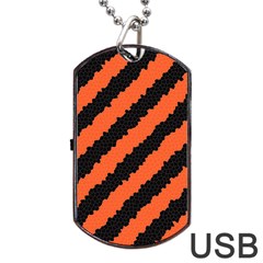 Black Orange Pattern Dog Tag USB Flash (Two Sides)