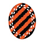 Black Orange Pattern Oval Filigree Ornament (Two Sides) Back