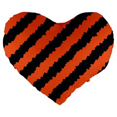 Black Orange Pattern Large 19  Premium Heart Shape Cushions