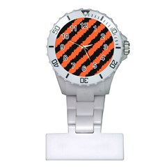 Black Orange Pattern Plastic Nurses Watch