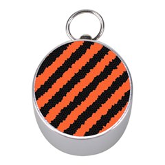 Black Orange Pattern Mini Silver Compasses