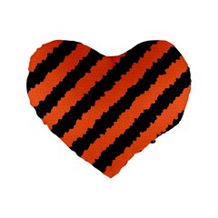 Black Orange Pattern Standard 16  Premium Flano Heart Shape Cushions