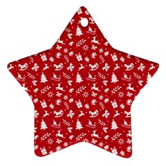 Red Christmas Pattern Ornament (star) by patternstudio