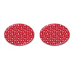 Red Christmas Pattern Cufflinks (oval) by patternstudio