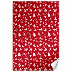 Red Christmas Pattern Canvas 24  X 36  by patternstudio