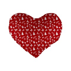 Red Christmas Pattern Standard 16  Premium Flano Heart Shape Cushions by patternstudio
