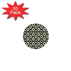 Green Ornate Christmas Pattern 1  Mini Buttons (10 Pack) 