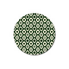 Green Ornate Christmas Pattern Magnet 3  (round)