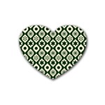 Green Ornate Christmas Pattern Heart Coaster (4 pack)  Front