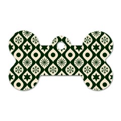 Green Ornate Christmas Pattern Dog Tag Bone (two Sides) by patternstudio