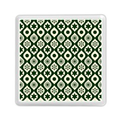 Green Ornate Christmas Pattern Memory Card Reader (square) 