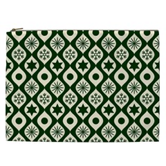 Green Ornate Christmas Pattern Cosmetic Bag (xxl) 
