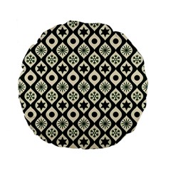 Green Ornate Christmas Pattern Standard 15  Premium Flano Round Cushions by patternstudio