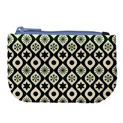 Green Ornate Christmas Pattern Large Coin Purse by patternstudio